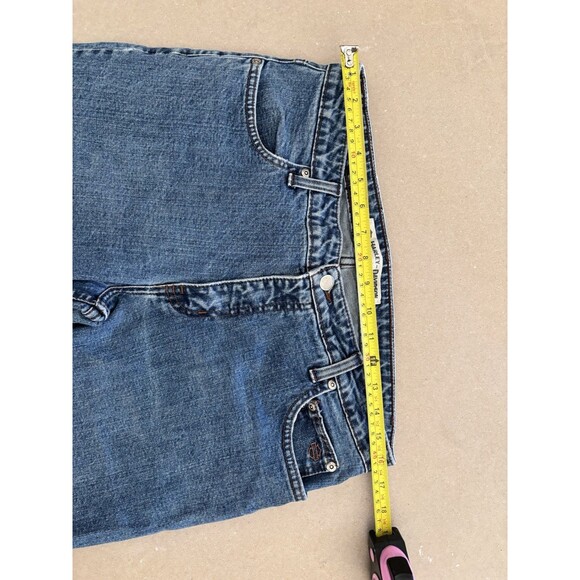 Vintage HARLEY DAVIDSON Denim Bootcut Cotton Stretch Blue Jeans Womens Size 12L - Picture 10 of 15
